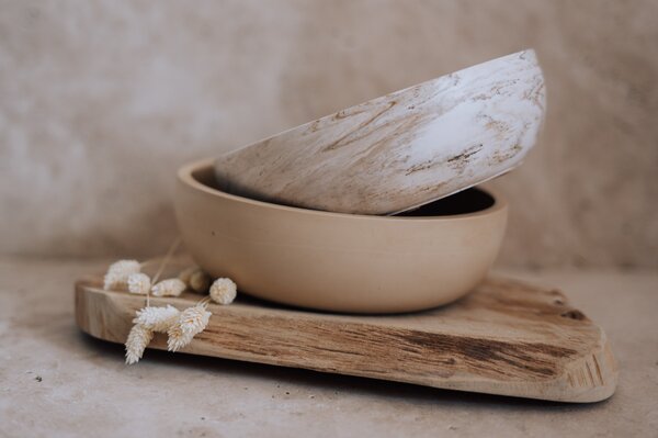 VOJA HOME Dekorativní mísa Beloria – Ø 21 cm Barva: Krémová hnědá (styl marble)