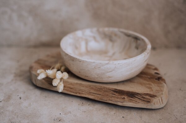 VOJA HOME Dekorativní mísa Beloria – Ø 21 cm Barva: Krémová hnědá (styl marble)