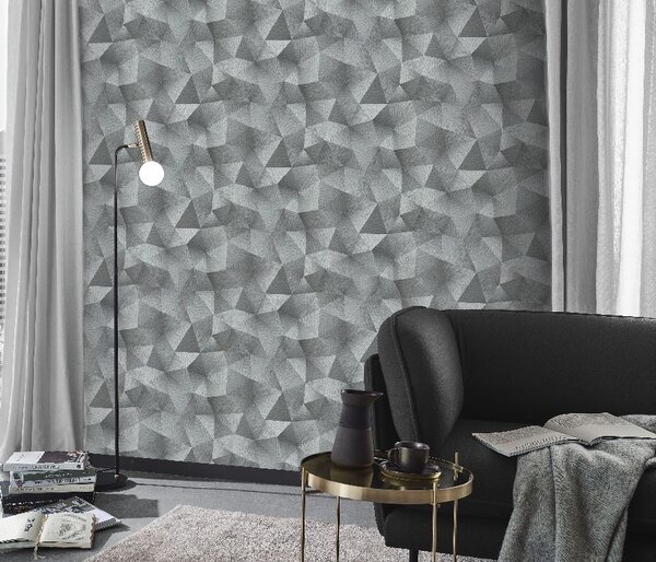 Vliesové tapety na zeď GMK 10216-10, rozměr 10,05 m x 0,53 m, diamanty 3D stříbrně šedé, Erismann