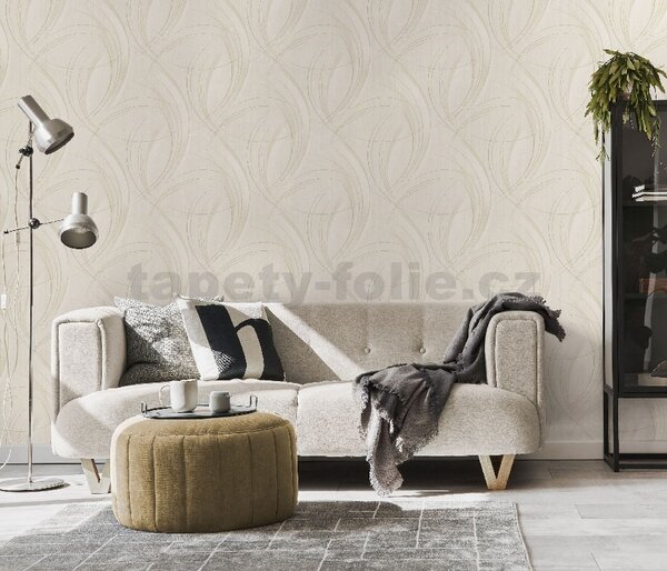 Vliesové tapety na zeď GMK 10218-37, rozměr 10,05 m x 0,53 m, abstrakt světle hnědý s odlesky, Erismann