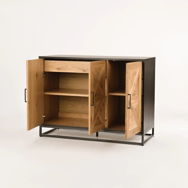 LivinHill Komoda Indus 117 cm z masivu dub přírodní/grafit