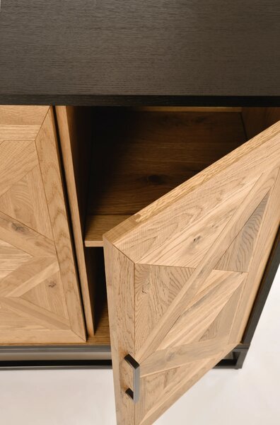 LivinHill Komoda Indus 117 cm z masivu dub přírodní/grafit