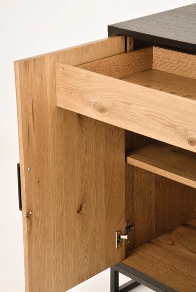 LivinHill Komoda Indus 117 cm z masivu dub přírodní/grafit