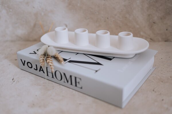 VOJA HOME Svícen TITANOR pro 4 svíce, Ø kalíšek 2,3 cm, 25 × 10 × 5 cm Barva: Černá (černý uhel)