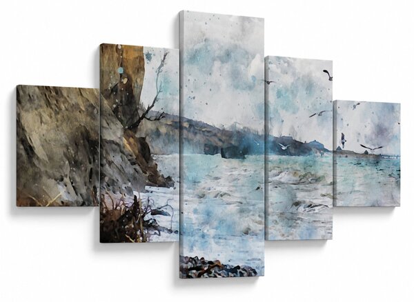 Obraz - Útes, akvarel (125x70 cm)