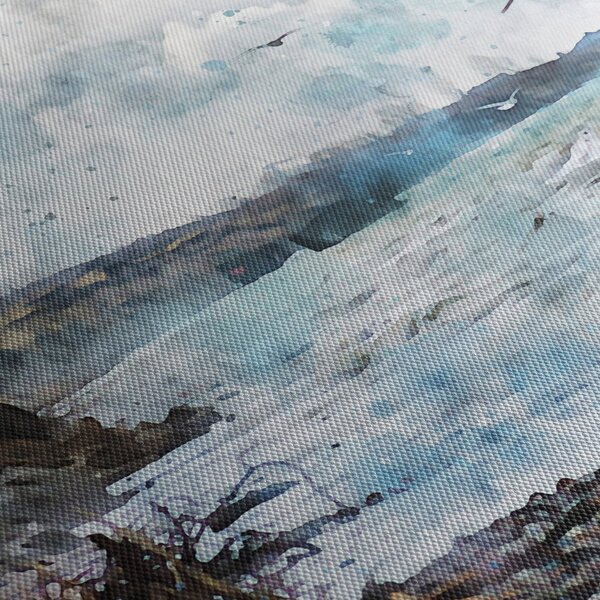 Obraz - Útes, akvarel (s hodinami) (90x30 cm)