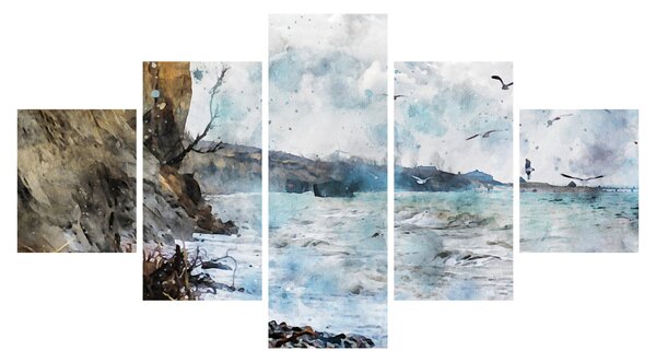 Obraz - Útes, akvarel (125x70 cm)
