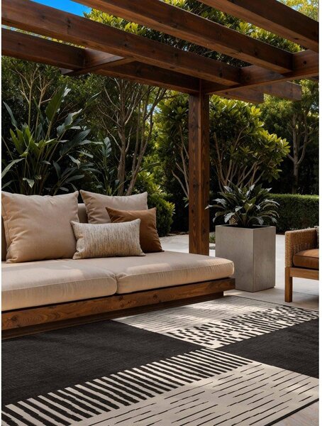 Černý/krémový vnitřní a venkovní koberec 120x170 cm Haringey Acacia – Ted Baker