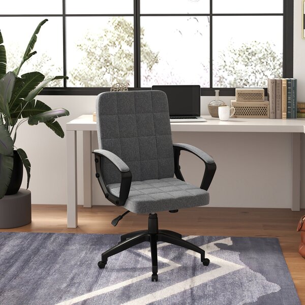 Vinsetto otočná kancelářská židle s nastavitelnou výškou a opěrkami moderním stylem, nosnost 120 kg, pro studium 59x63x96-105,5 cm Tmavě šedá | Aosom