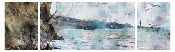 Obraz - Útes, akvarel (170x50 cm)
