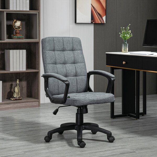 Vinsetto otočná kancelářská židle s nastavitelnou výškou a opěrkami moderním stylem, nosnost 120 kg, pro studium 59x63x96-105,5 cm Tmavě šedá | Aosom