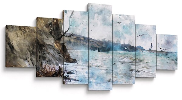 Obraz - Útes, akvarel (210x100 cm)