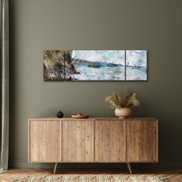 Obraz - Útes, akvarel (170x50 cm)