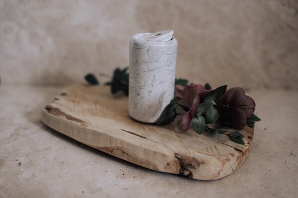 VOJA HOME Dóza Tempus kruhová malá s uzávěrem | marble design Barva: Světle šedá (marble)