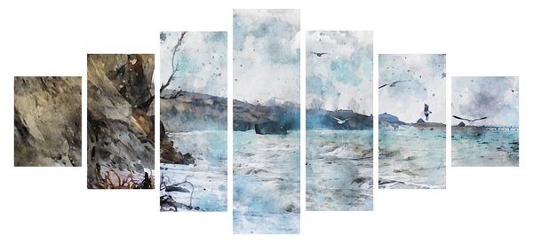 Obraz - Útes, akvarel (210x100 cm)