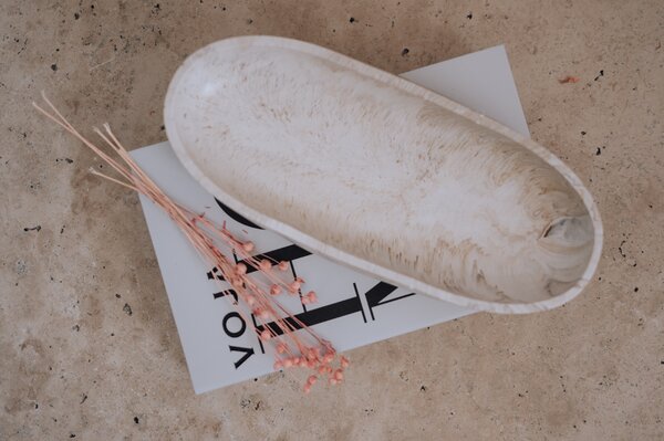 VOJA HOME Dekorativní mísa Zanoria – oválná, 29,5 × 12,5 cm Barva: Bílá