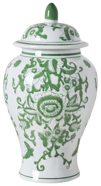 Váza s víkem MONDRAGON Porcelán 37 cm Bílá/Zelená