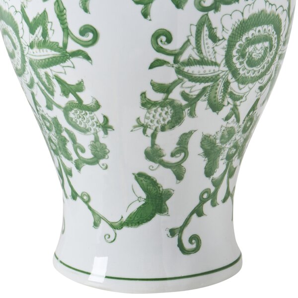 Váza s víkem MONDRAGON Porcelán 37 cm Bílá/Zelená