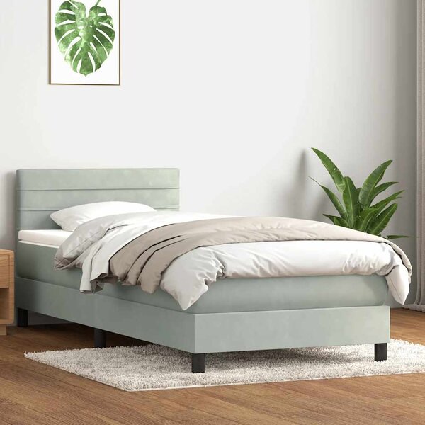Box Spring Postel s matrací Světle šedá 90x220 cm Samet 3316335