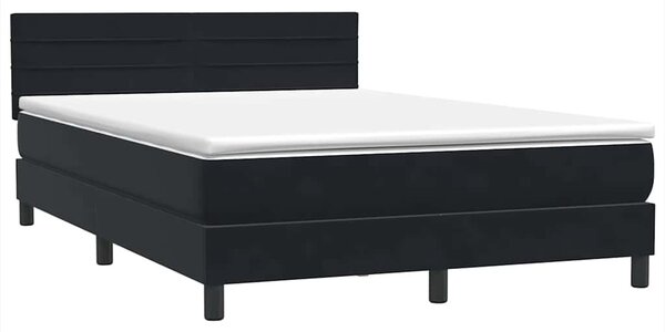 Box spring postel s matrací a LED černá 160x210 cm samet 3316985