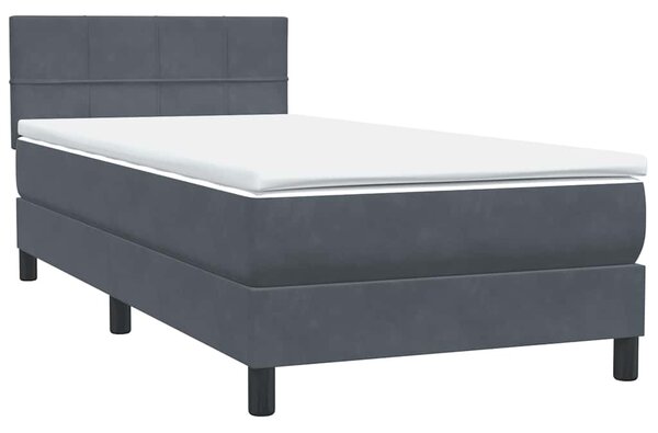 Box spring postel s matrací a LED tmavě šedá 80x220 cm samet 3316906