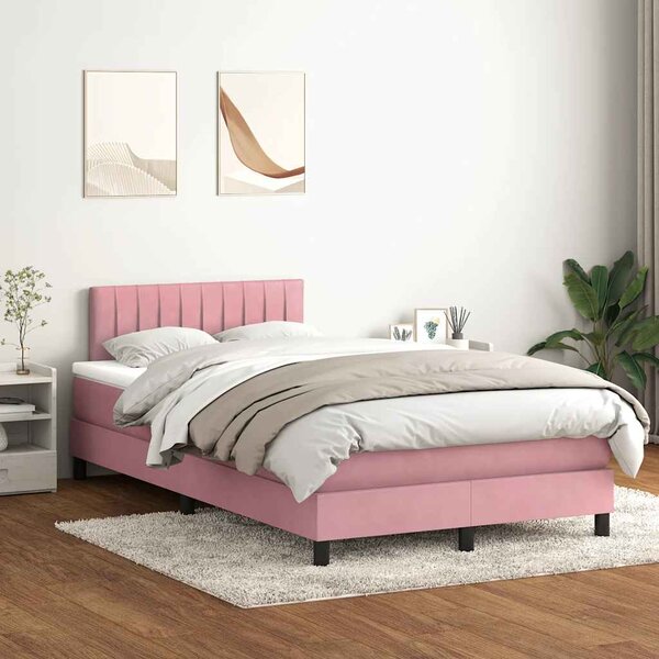 Box spring postel s matrací růžová 120x220 cm samet 3316448