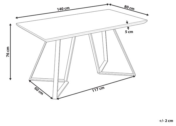 Jídelní stůl UPTON Světle hnědá 140 cm 80 cm