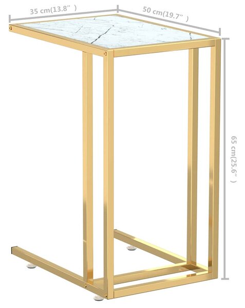 Stolek na notebook bílý mramor 50 x 35 x 65 cm tvrzené sklo 331648