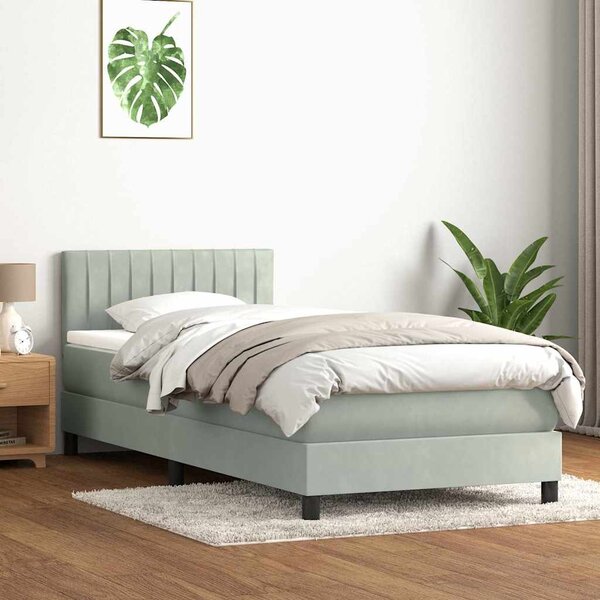 Box Spring Postel s matrací Světle šedá 90x220 cm Samet 3316431
