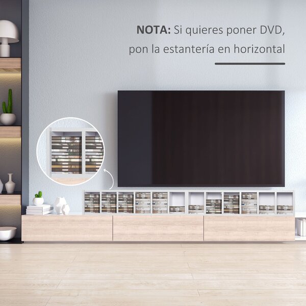 HOMCOM Stojany na CD nebo DVD s 12 přihrádkami pro 204 CD a nastavitelnými policemi do obývacího pokoje, ložnice či kanceláře 21x22,5x88,5 cm Bílá | A