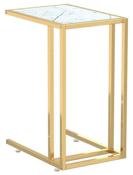 Stolek na notebook bílý mramor 50 x 35 x 65 cm tvrzené sklo 331648