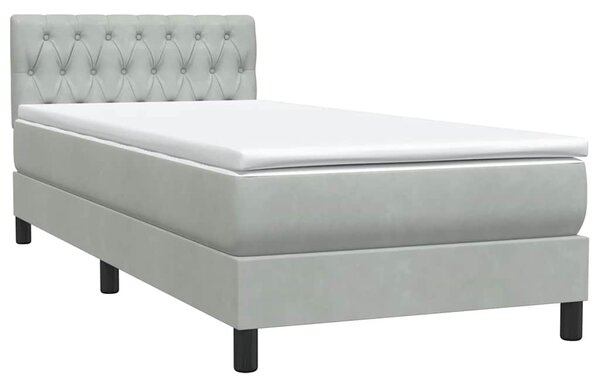 Box spring postel s matrací světle šedá 90x220 cm samet 3316527