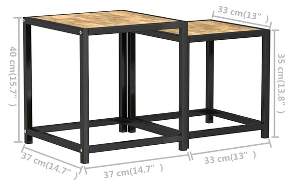 Čajové stolky 2 ks MDF černé a žluté 331656