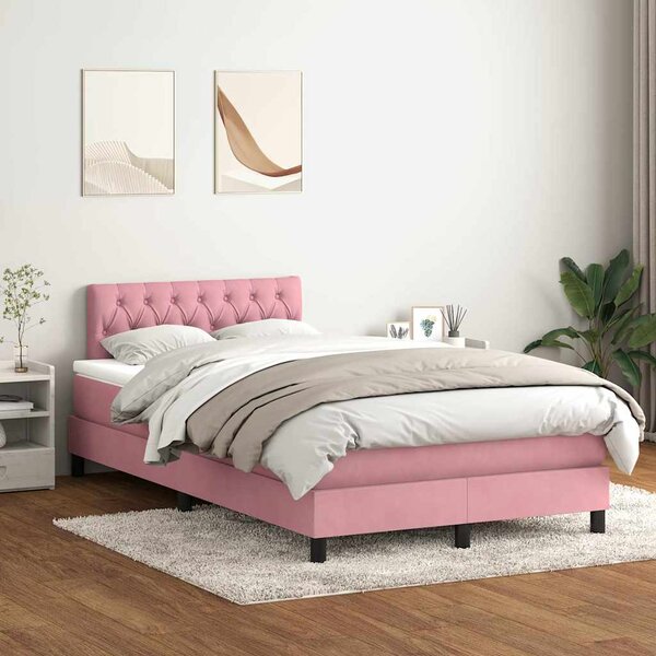 Box spring postel s matrací růžová 120x220 cm samet 3316544