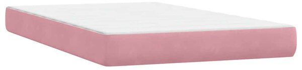 Box spring postel s matrací a LED růžová 120x220 cm samet 3317312