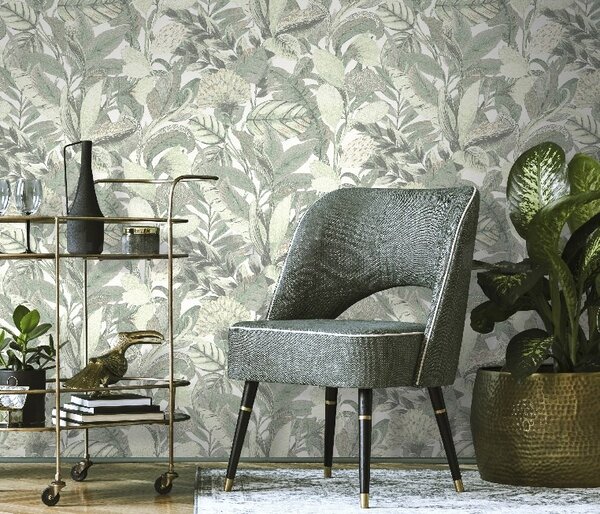 Vliesové tapety na zeď ELLE DECORATION 2 10202-07, rozměr 10,05 m x 0,53 m, jungle zelená s metalickými detaily, Erismann