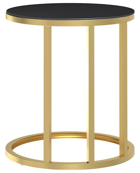 Odkládací stolek zlatý a černý 45 cm tvrzené sklo 331662