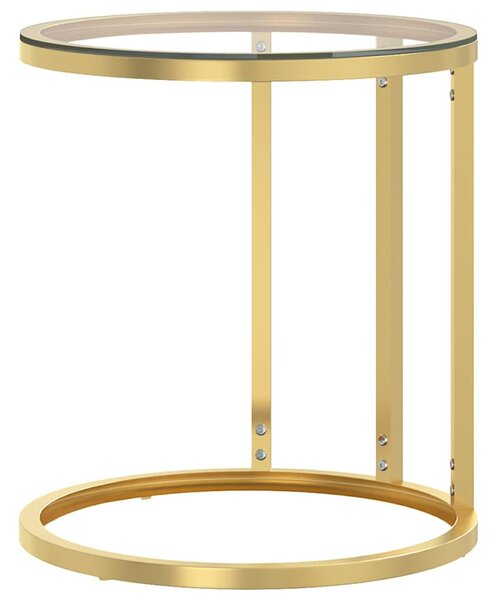 Odkládací stolek zlatý a průhledný 45 cm tvrzené sklo 331661
