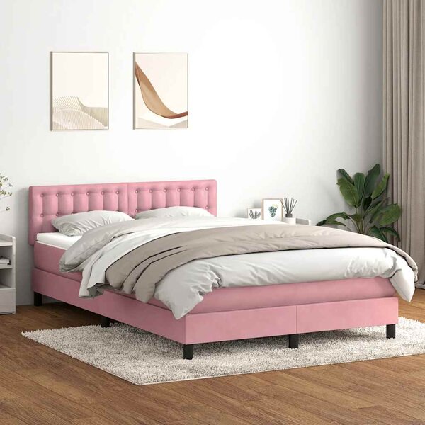Box spring postel s matrací růžová 160x210 cm samet 3316604