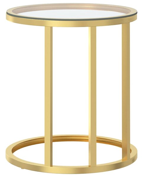 Odkládací stolek zlatý a průhledný 45 cm tvrzené sklo 331661