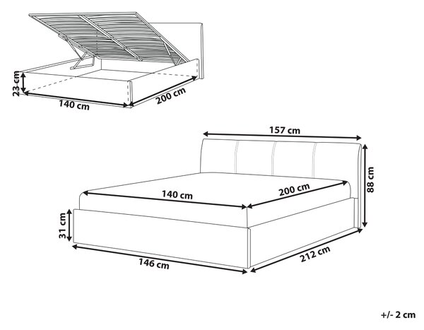 Postel s úložným prostorem Tkanina ORBEY 140 x 200 cm Světle béžová