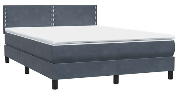 Box spring postel s matrací a LED tmavě šedá 160x210 cm samet 3316792