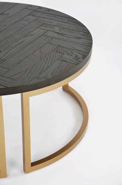 LivinHill Konferenční stolek Seville 90 cm z masivu černý/zlatý