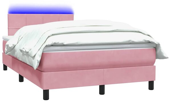 Box spring postel s matrací a LED růžová 120x220 cm samet 3316928