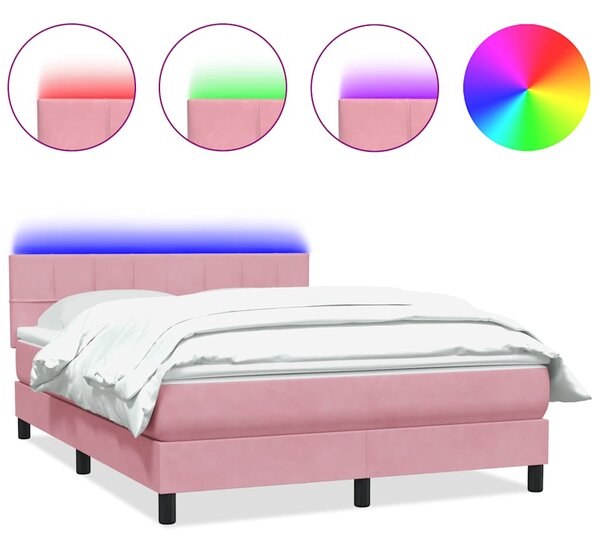Box spring postel s matrací a LED růžová 160x210 cm samet 3316892