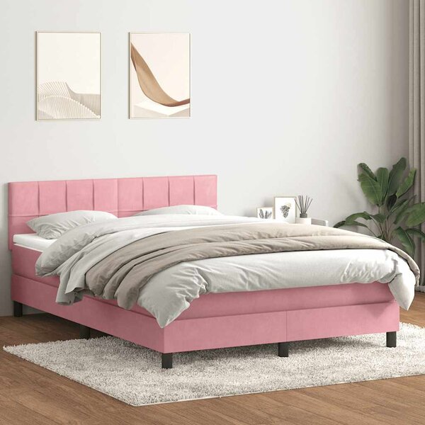 Box spring postel s matrací a LED růžová 160x210 cm samet 3316892