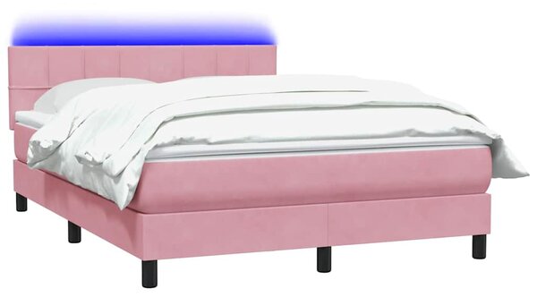 Box spring postel s matrací a LED růžová 160x210 cm samet 3316892