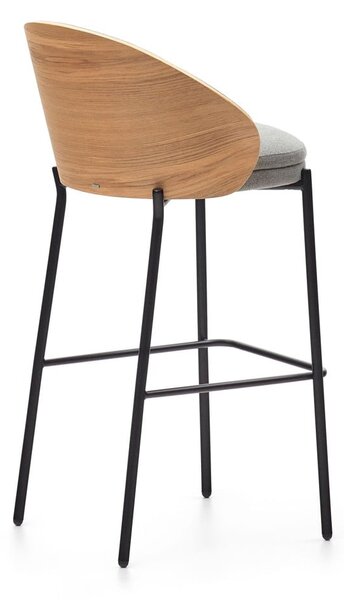 Šedá/v přírodní barvě barová židle (výška sedáku 77 cm) Eamy – Kave Home
