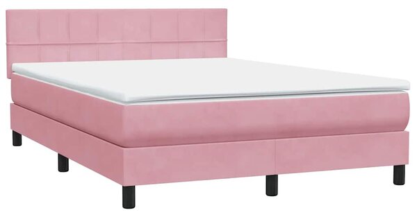 Box spring postel s matrací a LED růžová 160x210 cm samet 3316892