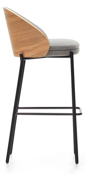 Šedá/v přírodní barvě barová židle (výška sedáku 77 cm) Eamy – Kave Home